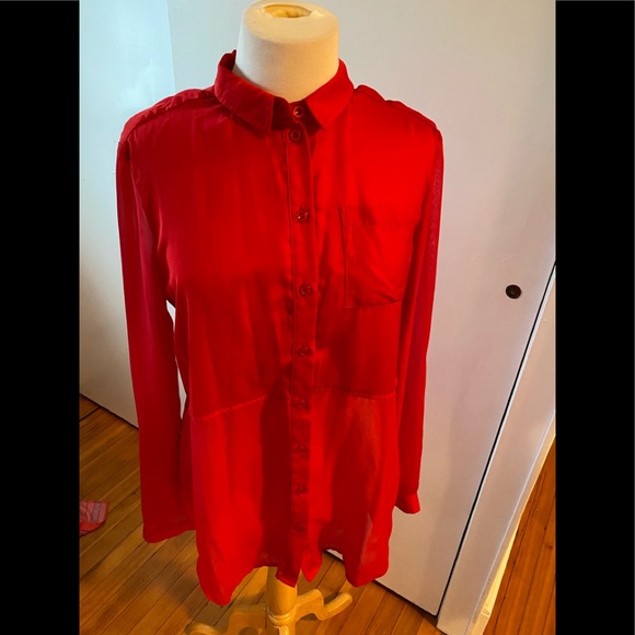 Free People red bohemian blouse M - Picture 1 of 7
